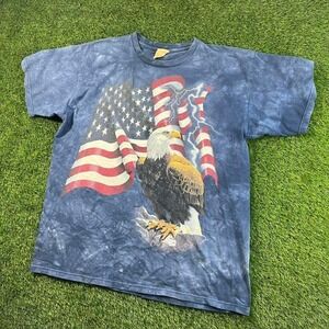 VTG The Mountain Leather Tag Tie Dye American Shirt Oversized Large